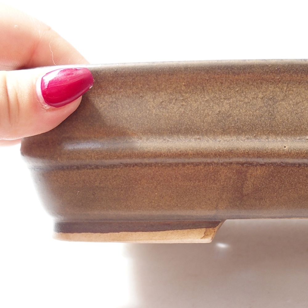 Bonsaischaal van keramiek 22 x 19 x 5,5 cm, bruin