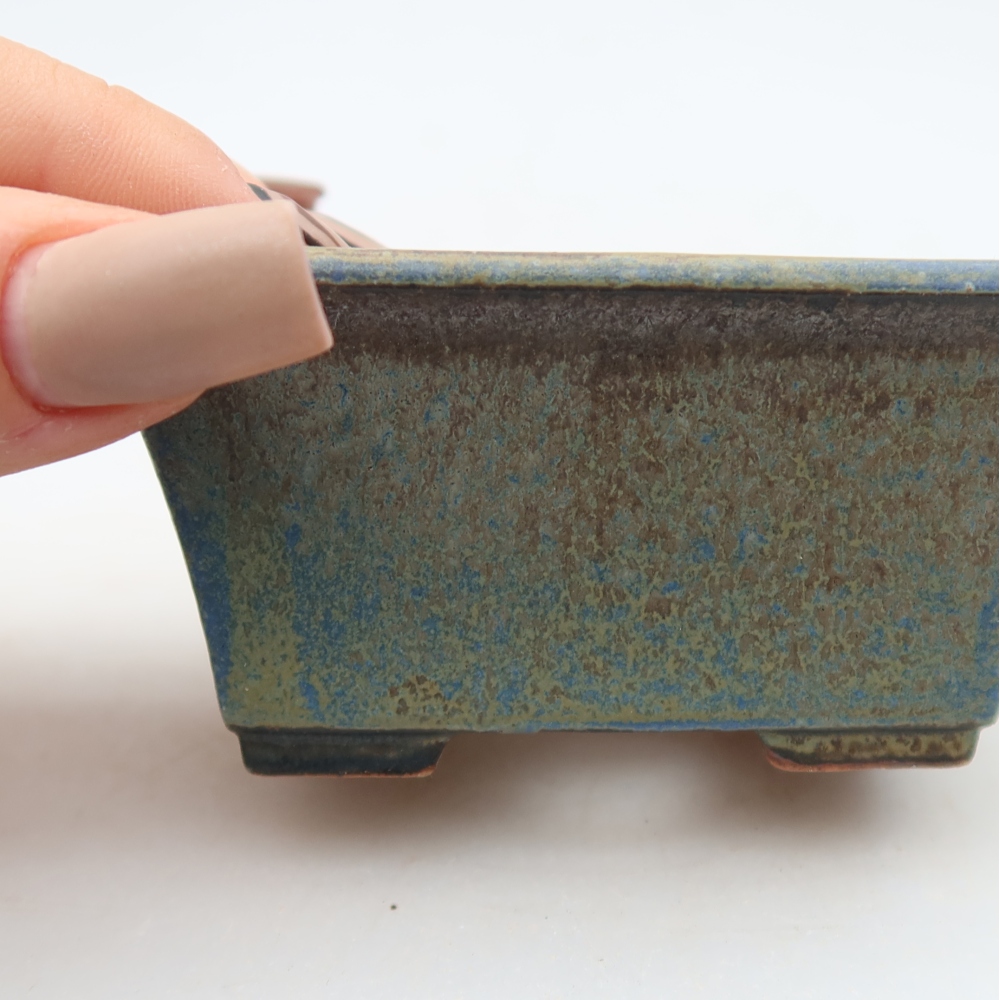 Bonsaischaal van keramiek 8,5 x 6 x 4 cm, kleur blauw
