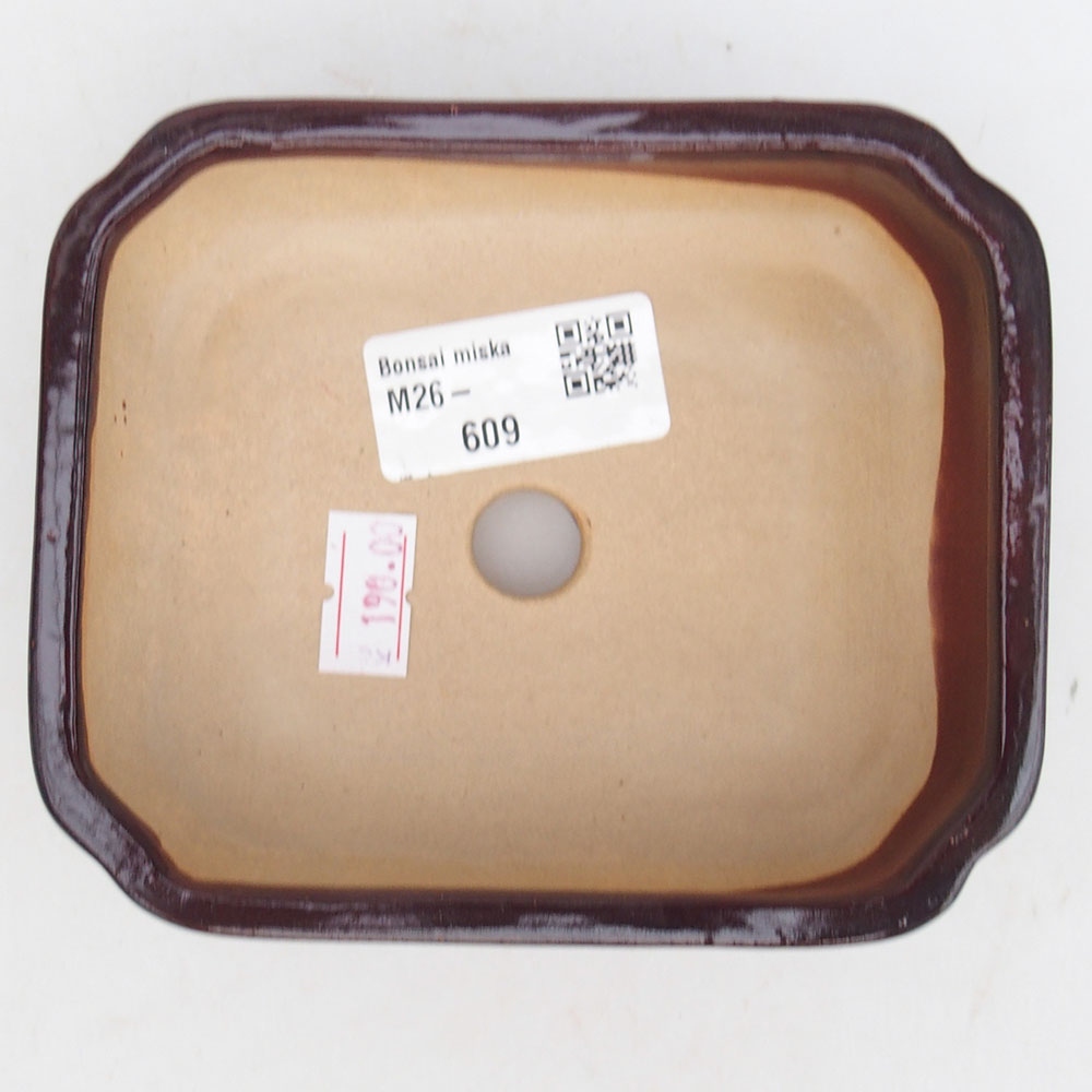 Bonsaischaal van keramiek 12 x 10,5 x 4 cm, bruin