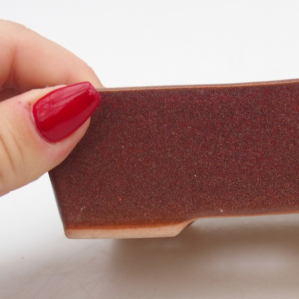 Bonsaischaal van keramiek 26 x 26 x 8 cm, kleur rood