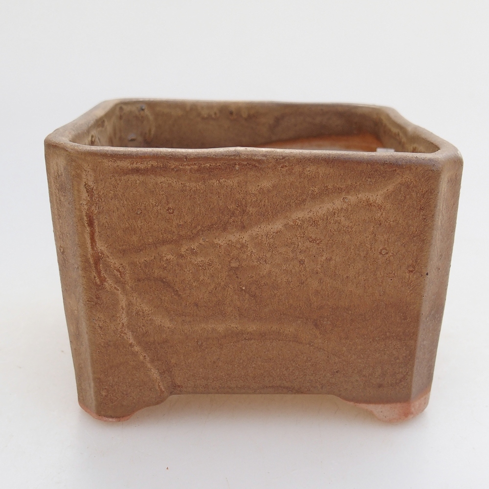 Bonsaischaal van keramiek 9 x 9 x 7 cm, kleur beige