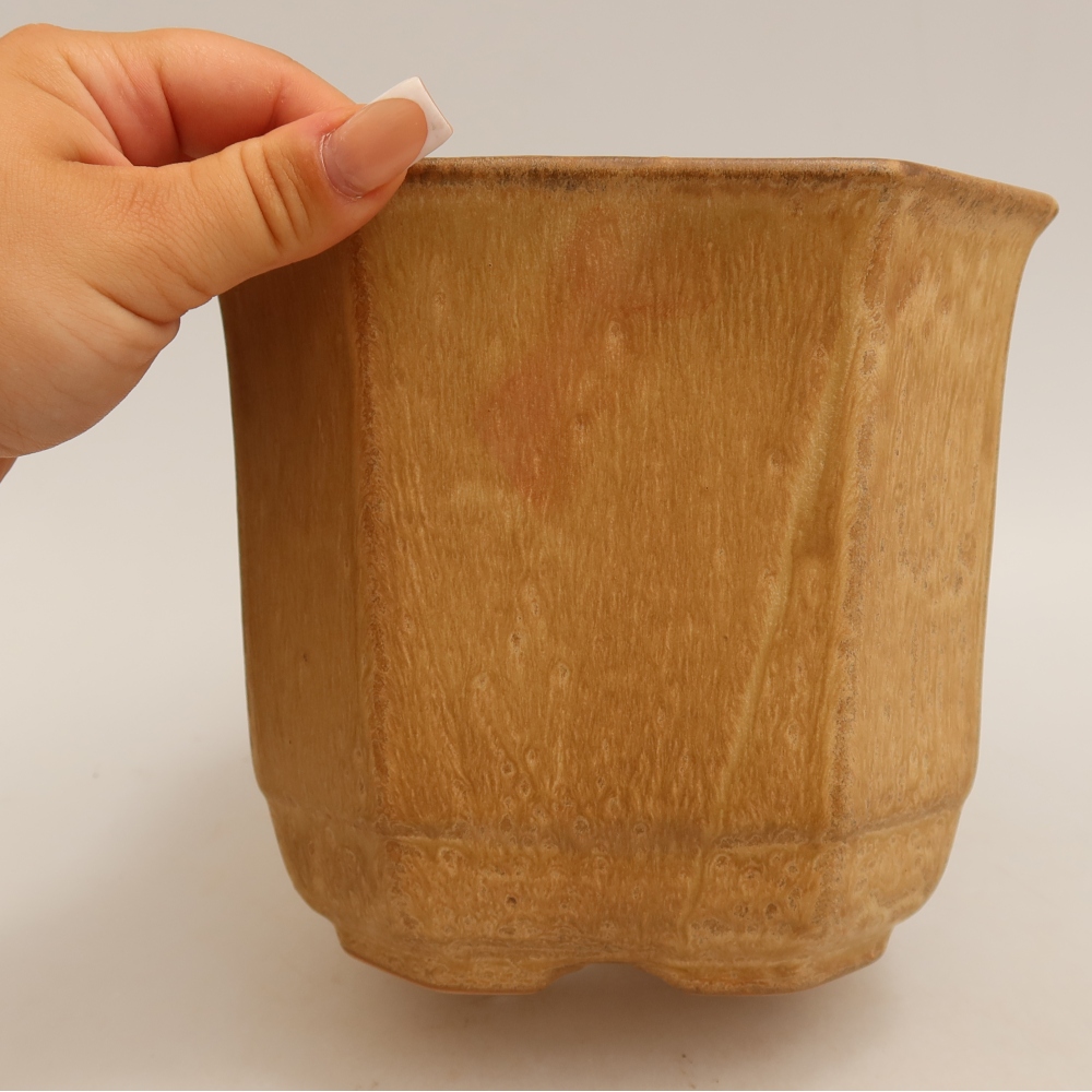 Keramische bonsaipot 17,5 x 17,5 x 15,5 cm, kleur beige