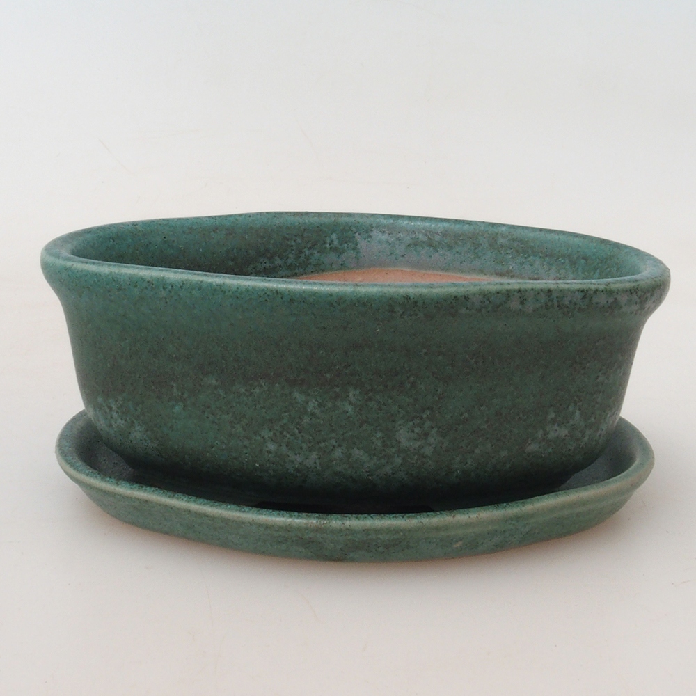 Bonsai kom + schotel H05 - 11 x 8 x 4 cm - groen