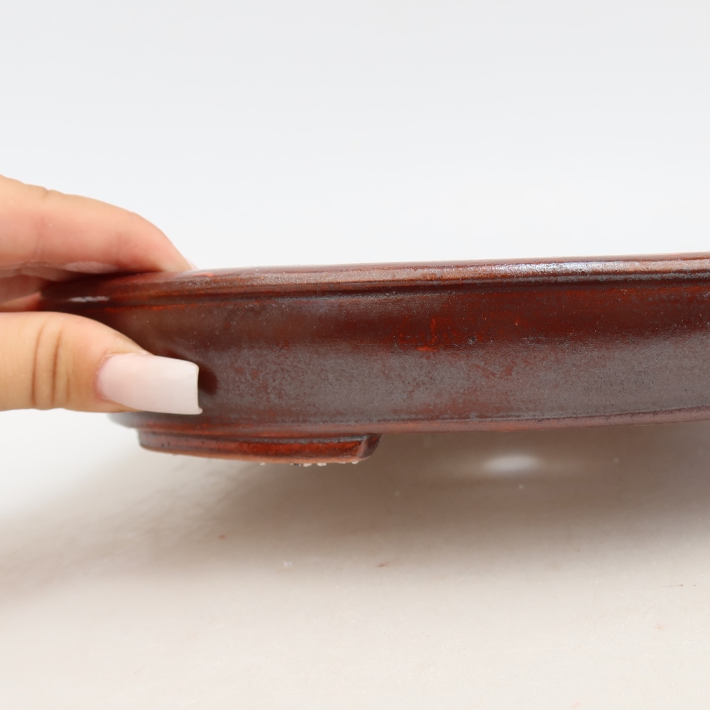 Keramische bonsaipot 24,5 x 20 x 4 cm, kleur metaalrood