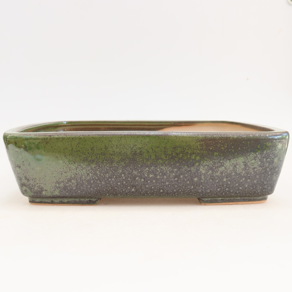 Bonsaischaal van keramiek 26,5 x 20,5 x 7 cm, groen