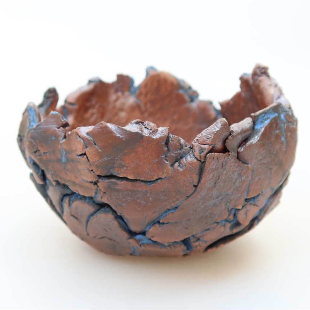 Keramische schaal 10,5 x 10 x 7,5 cm, kleur: blauw