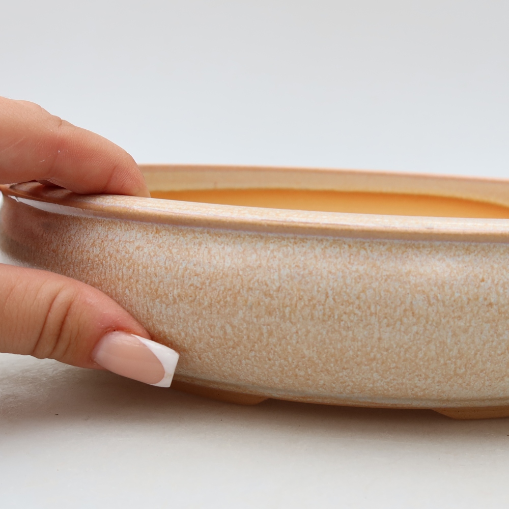 Keramische bonsaischaal 26,5 x 26,5 x 5,5 cm, kleur: beige