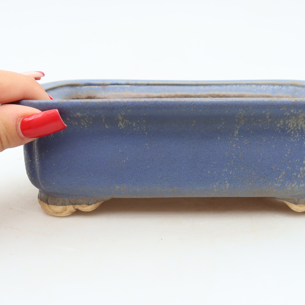 Keramische bonsaipot 20 x 17,5 x 6 cm, kleur: blauw