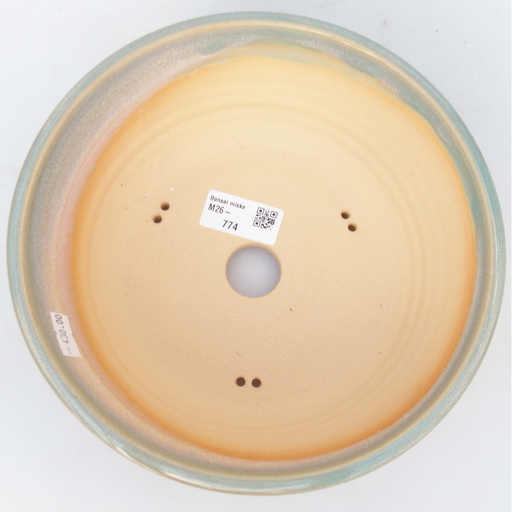 Bonsaischaal van keramiek 21 x 21 x 8 cm, groenbruin