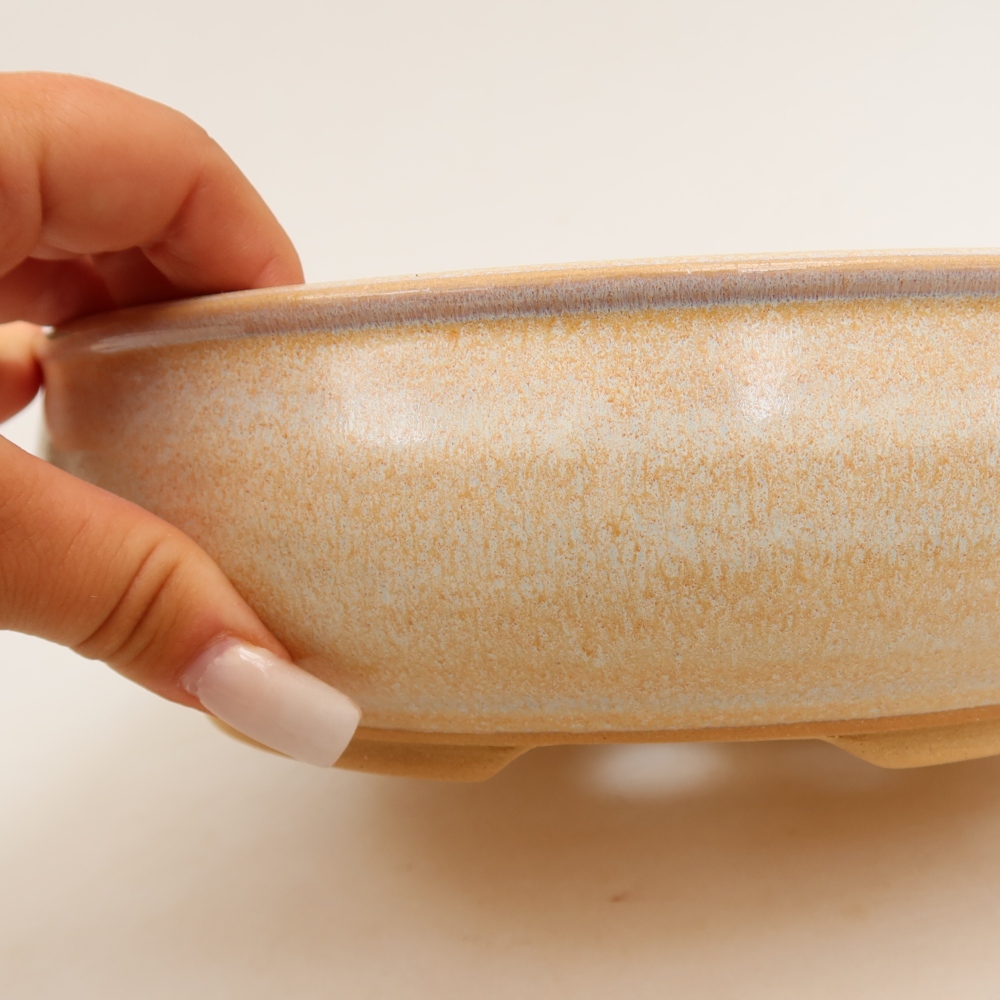 Keramische bonsaipot 22,5 x 22,5 x 6,5 cm, kleur beige