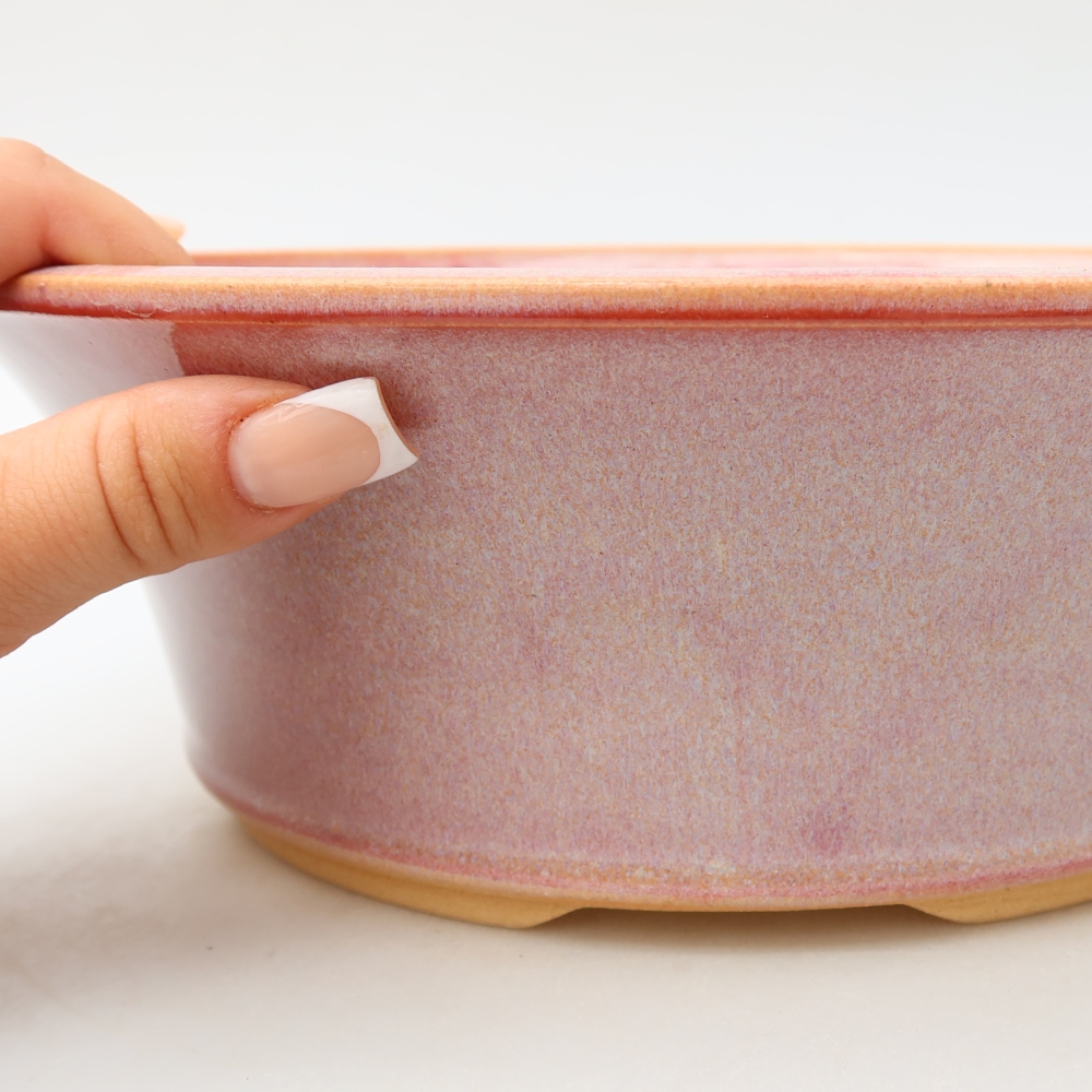 Keramische bonsaischaal 25,5 x 25,5 x 8,5 cm, kleur: roze