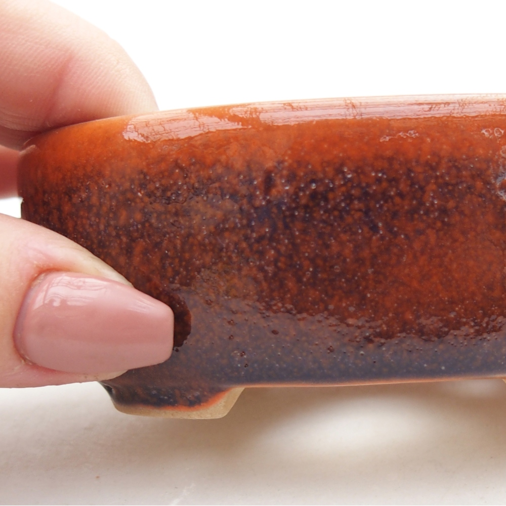 Bonsaischaal van keramiek 9 x 7,5 x 3,5 cm, oranje