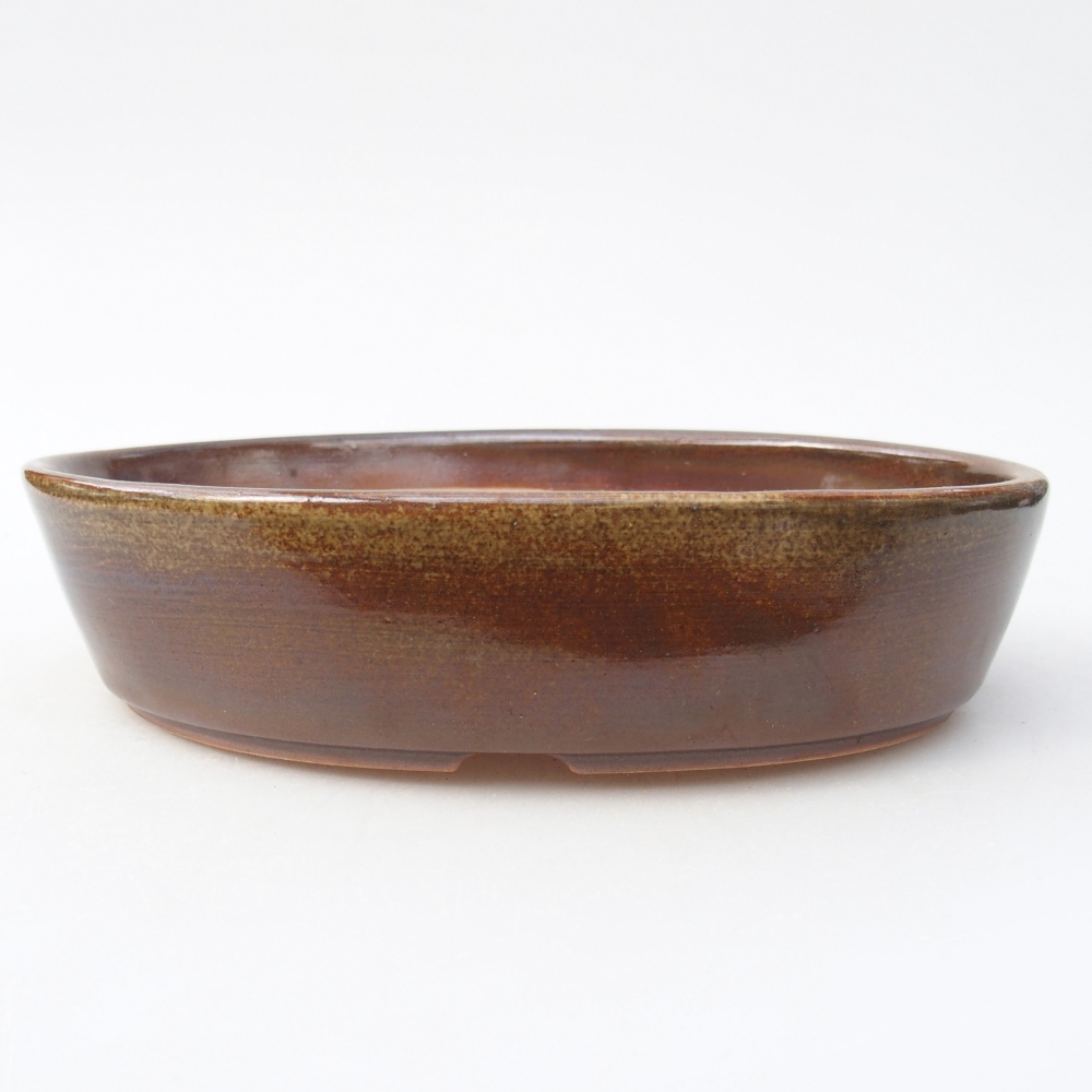 Bonsaischaal van keramiek 18,5 x 13,5 x 4,5 cm, bruin