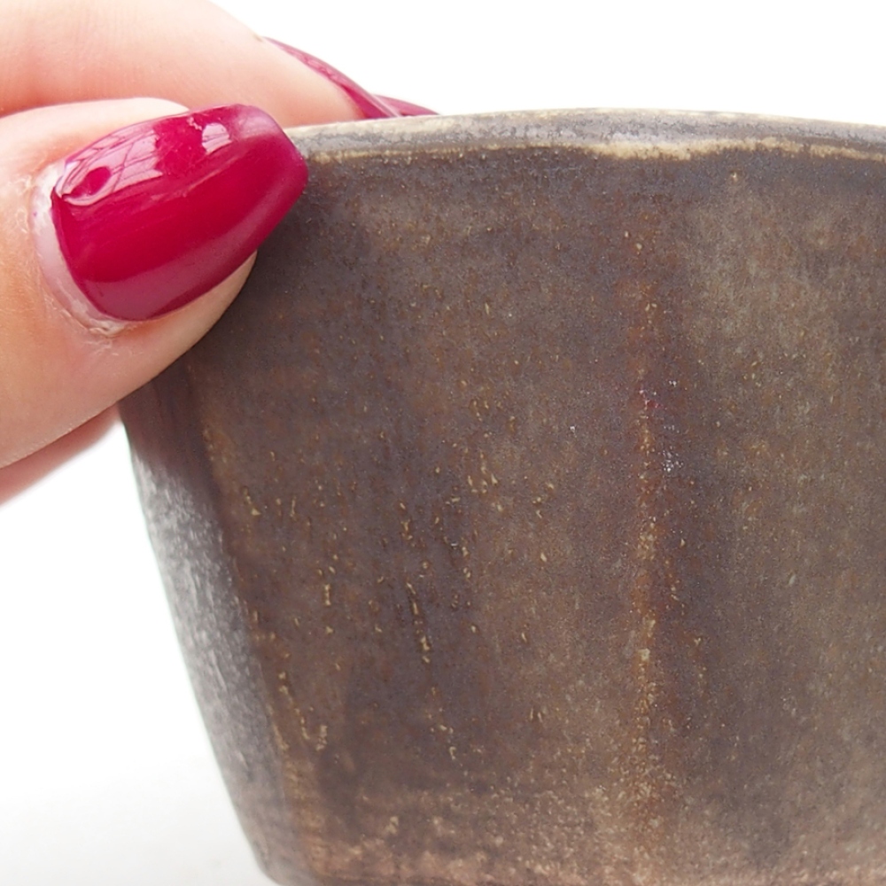 Bonsaischaal van keramiek 8,5 x 8,5 x 6 cm, bruin