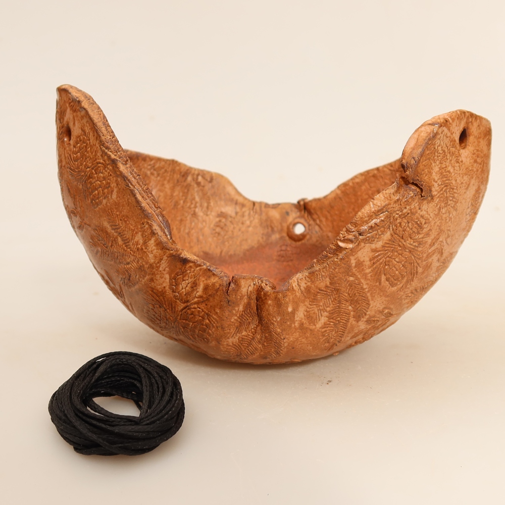 Keramische schaal voor kokedama, 14 x 12 x 9 cm, kleur: roze