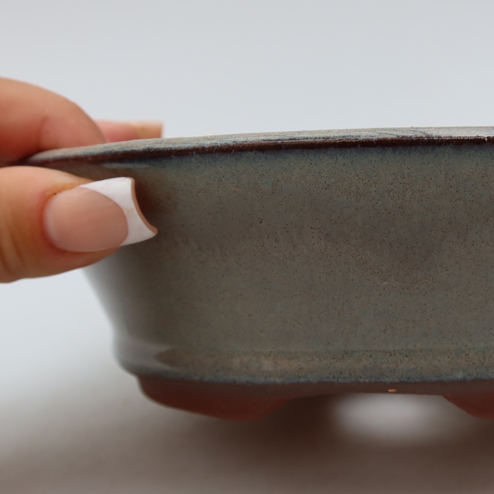 Bonsaischaal van keramiek 17,5 x 17,5 x 5 cm, grijs