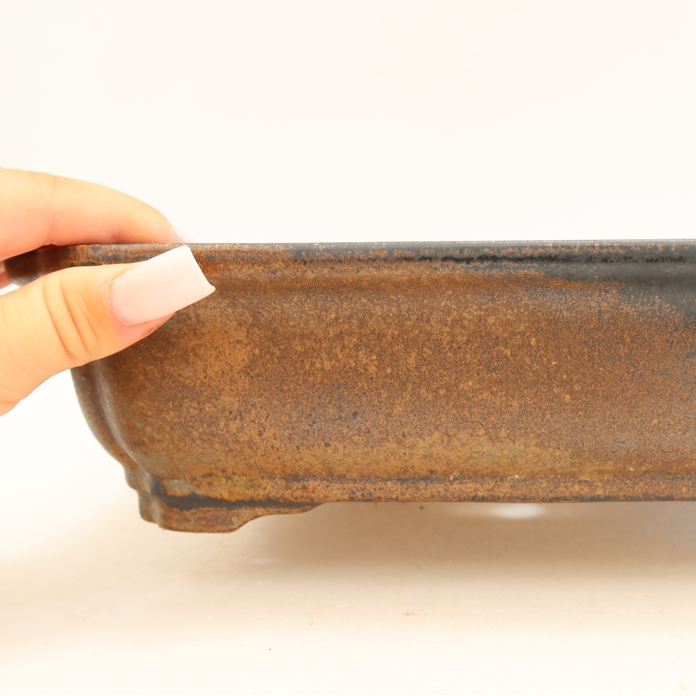 Keramische bonsaipot 27,5 x 21,5 x 7 cm, kleur bruin