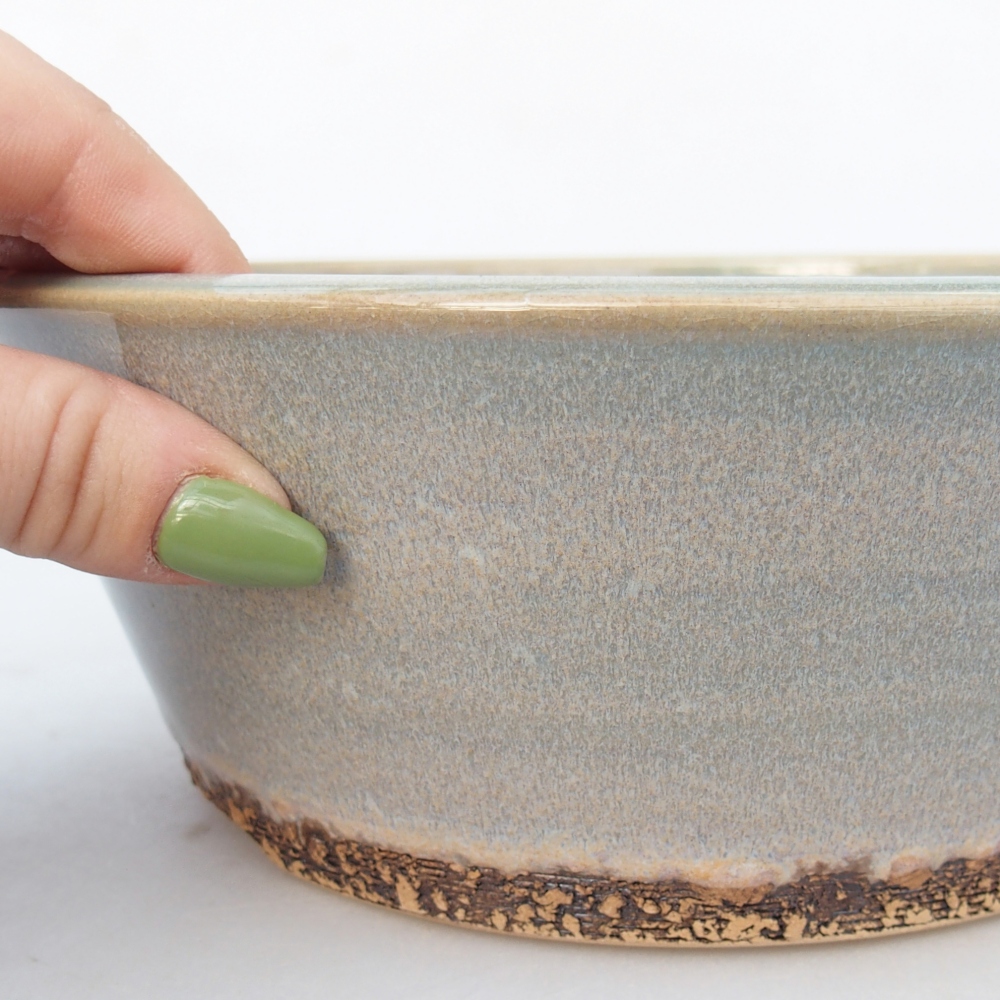 Bonsaischaal van keramiek 21 x 21 x 8 cm, groenbruin