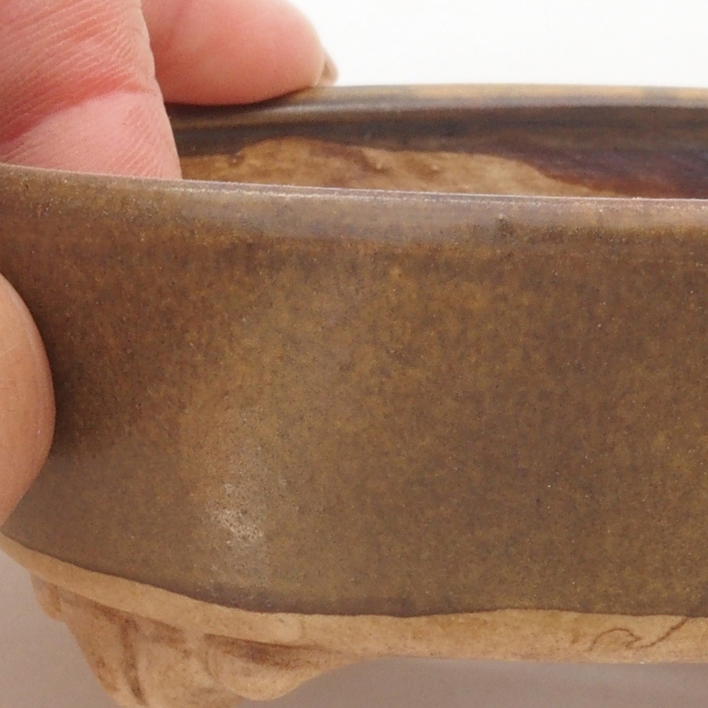 Bonsaischaal van keramiek 10 x 8,5 x 4 cm, bruin