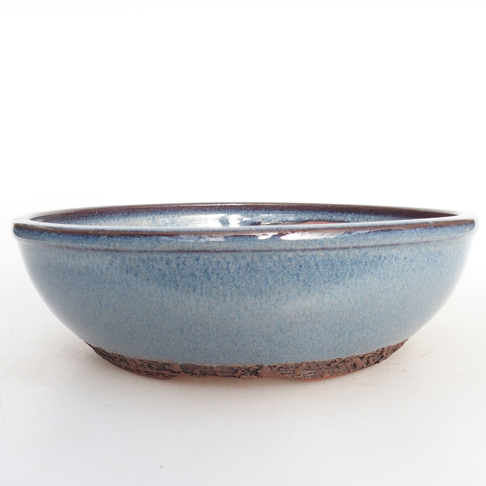 Bonsaischaal van keramiek 19,5 x 19,5 x 6 cm, kleur blauw