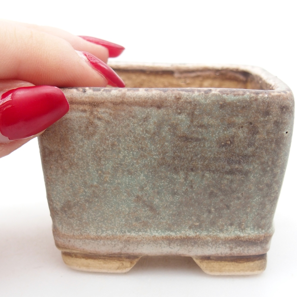 Bonsaischaal van keramiek 6 x 6 x 4,5 cm, groen