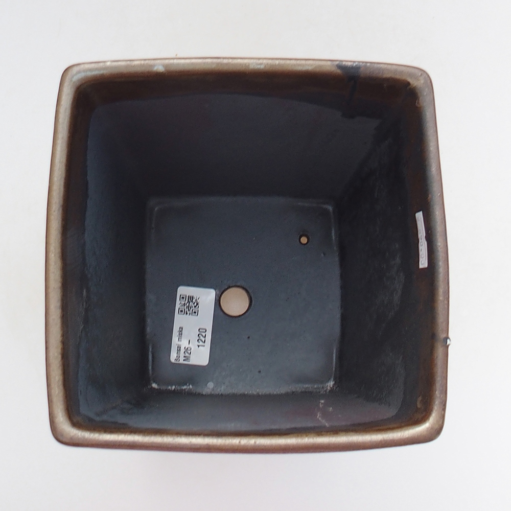 Bonsaischaal van keramiek 15 x 15 x 19 cm, bruin