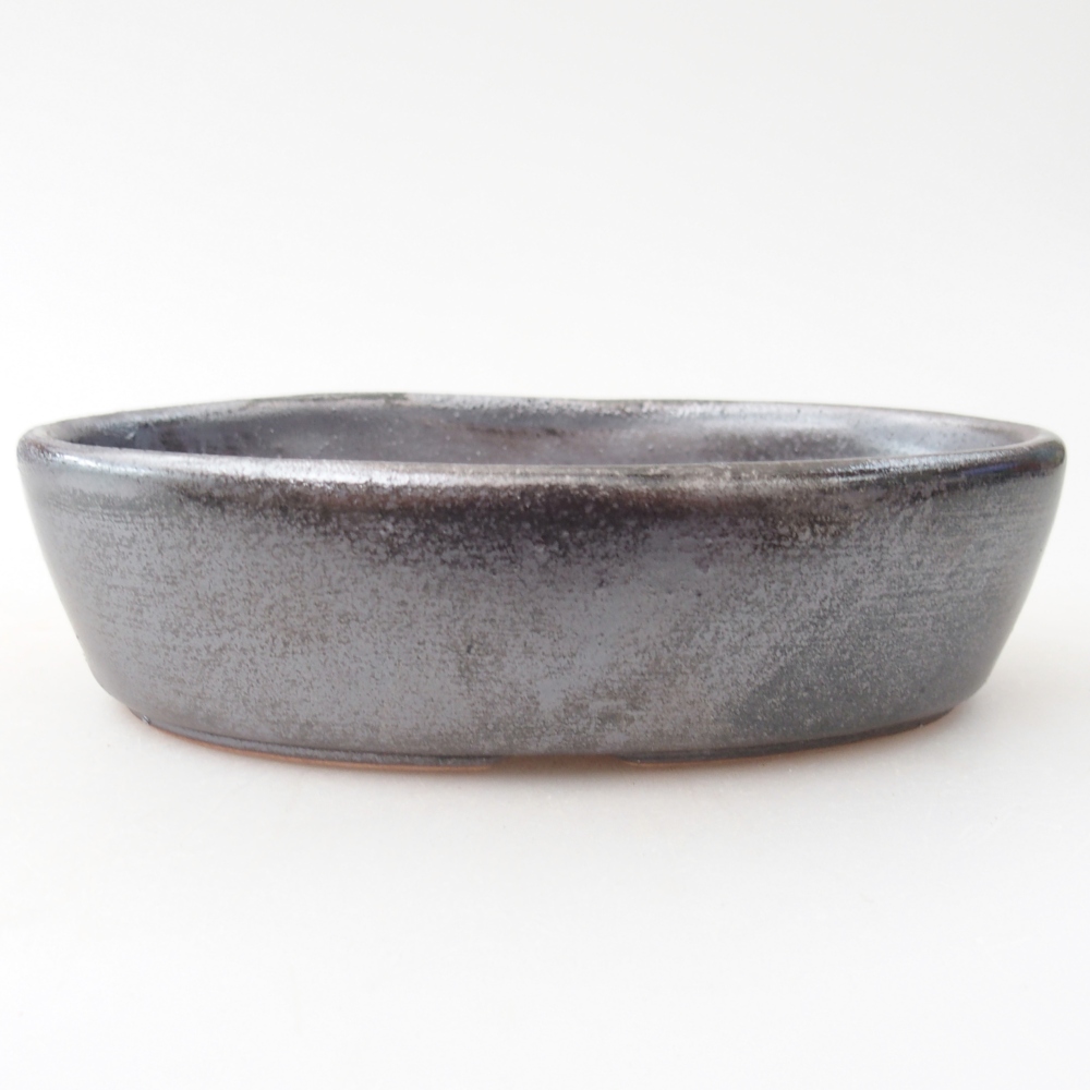 Bonsaischaal van keramiek 15 x 9,5 x 4 cm, metaalkleur