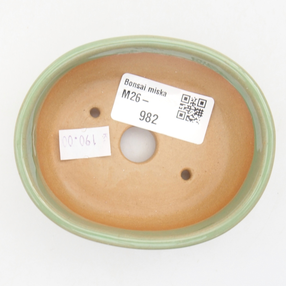 Bonsaischaal van keramiek 9 x 7,5 x 3,5 cm, groen