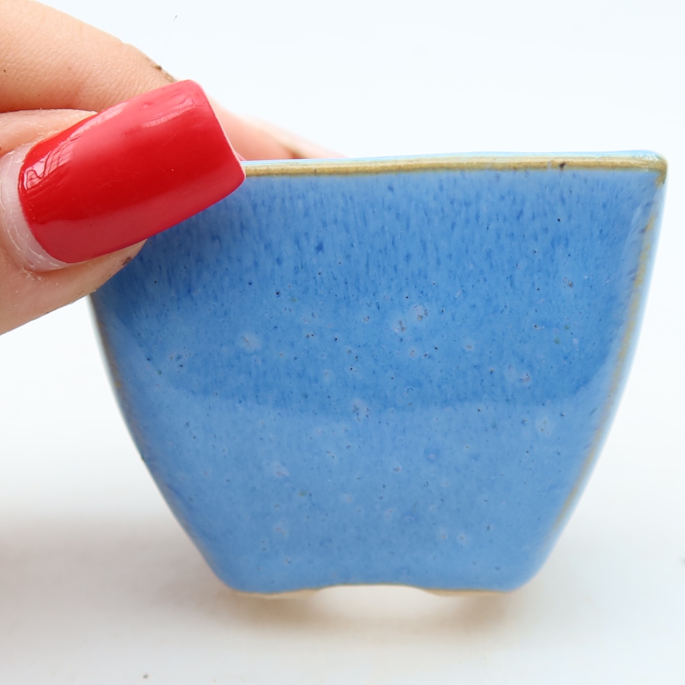 Bonsaischaal van keramiek 5,5 x 5,5 x 4,5 cm, kleur blauw