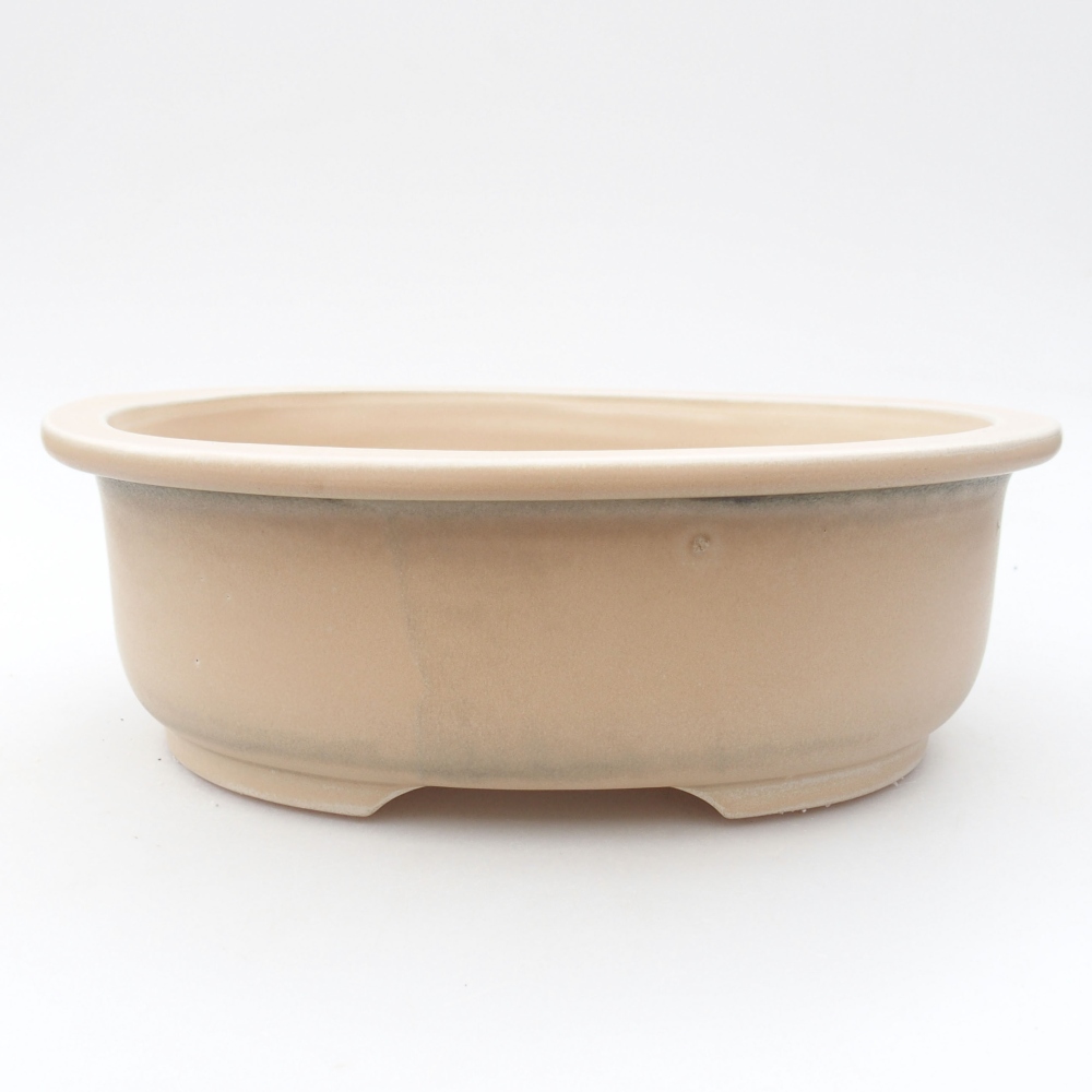 Bonsaischaal van keramiek 23 x 19,5 x 7 cm, kleur beige