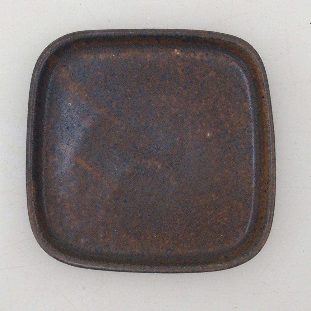 Bonsai schotel vierkant 9 x 9 x 1 cm - bruin