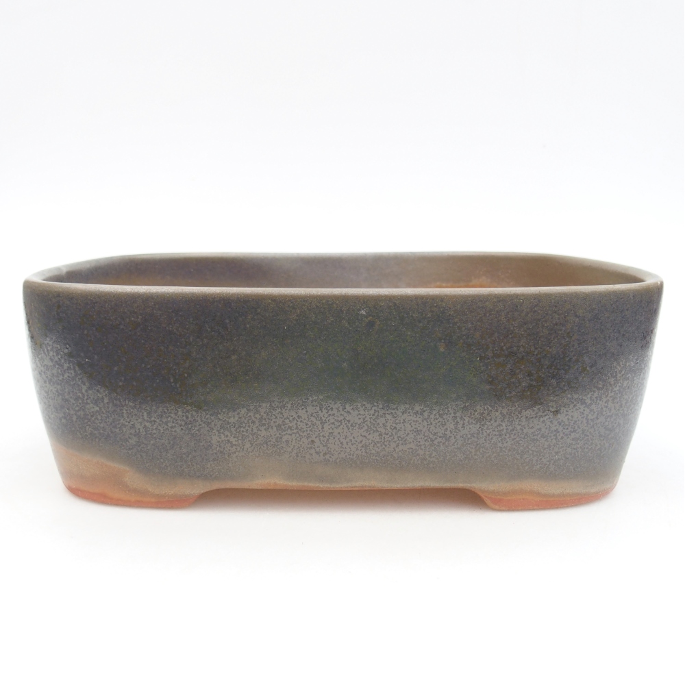 Bonsaischaal van keramiek 23,5 x 19 x 7,5 cm, kleur bruin-groen