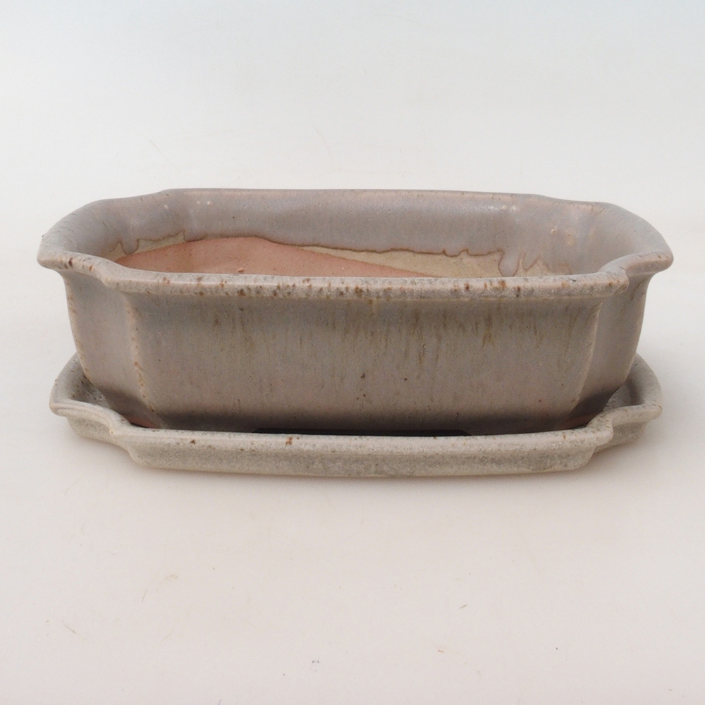 Bonsai kom + schotel H03 - 16,5 x 12 x 4,5 cm - beige