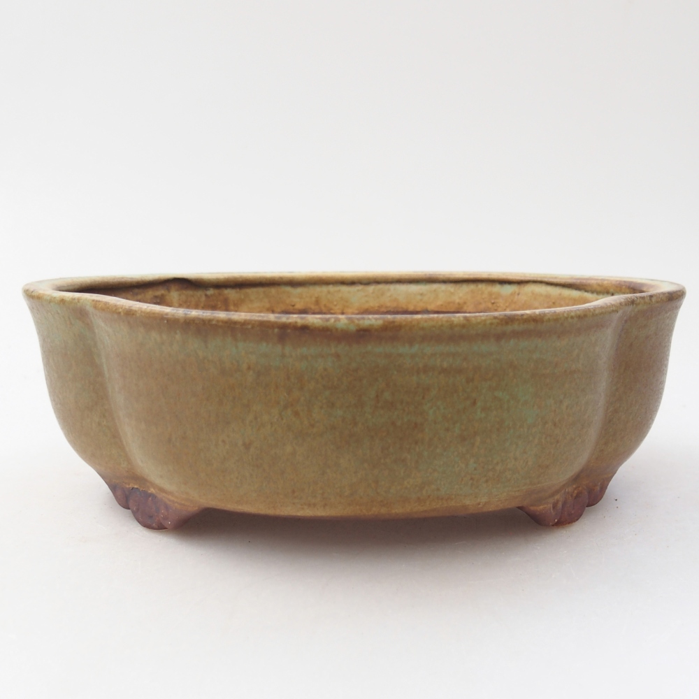 Bonsaischaal van keramiek 17 x 15 x 5,5 cm, groen