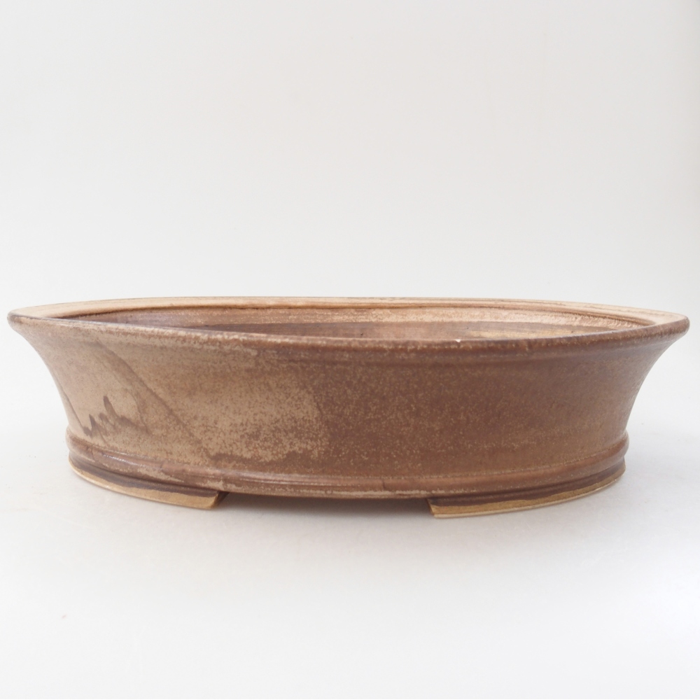 Bonsaischaal van keramiek 27 x 24 x 6 cm, kleur beige