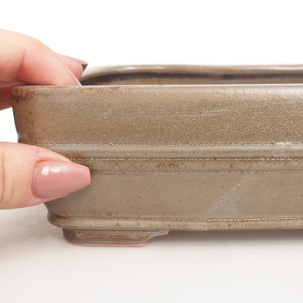 Bonsaischaal van keramiek 16,5 x 12 x 5,5 cm, blauwgrijs