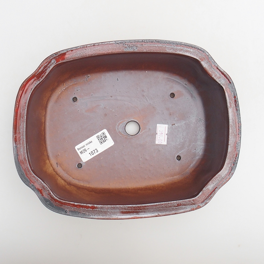 Bonsaischaal van keramiek 22 x 16,5 x 7 cm, kleur rood