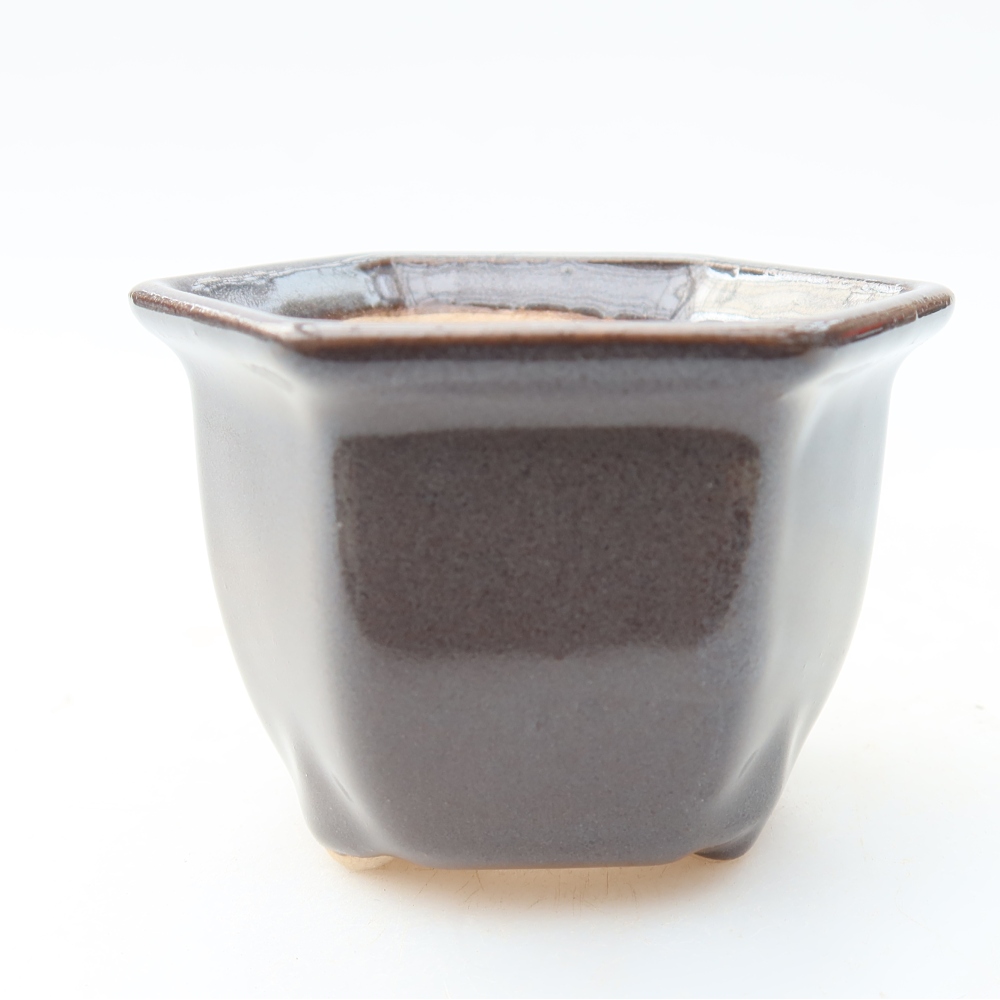 Keramische bonsaischaal 7 x 6,5 x 5 cm, kleur grijs
