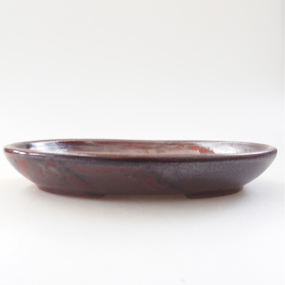 Bonsaischaal van keramiek 15,5 x 11 x 2,5 cm, rood metallic
