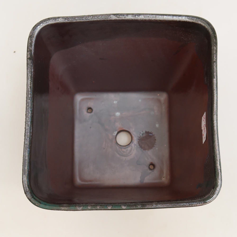 Bonsaischaal van keramiek 13,5 x 13,5 x 15 cm, groen