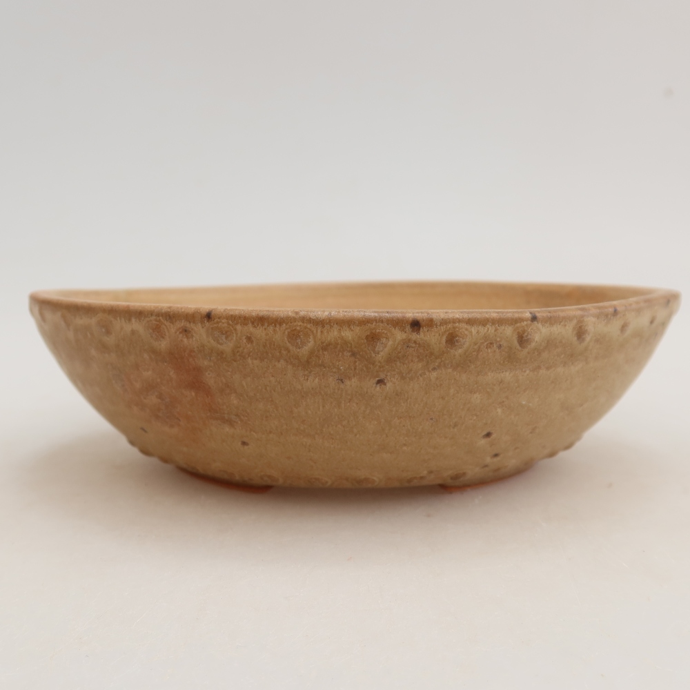Keramische bonsaipot 17,5 x 17,5 x 4,5 cm, kleur beige