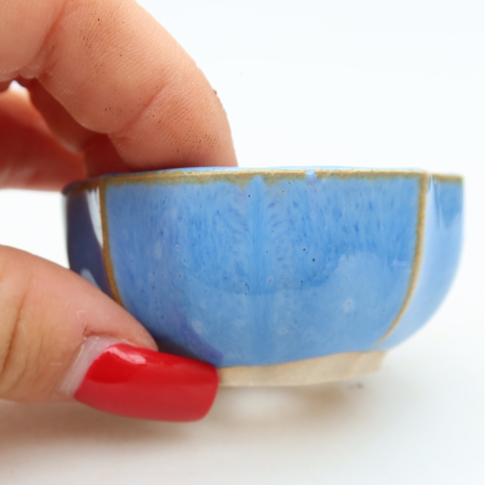 Keramische bonsaischaal 5,5 x 5,5 x 3 cm, kleur: blauw