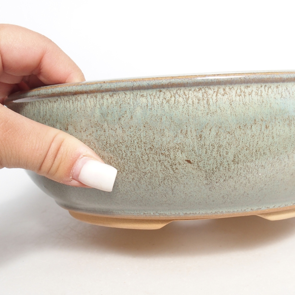 Bonsaischaal van keramiek 22,5 x 22,5 x 7 cm, groen