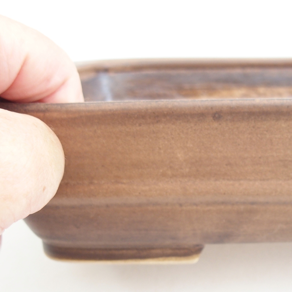 Bonsaischaal van keramiek 21,5 x 17,5 x 5,5 cm, bruin