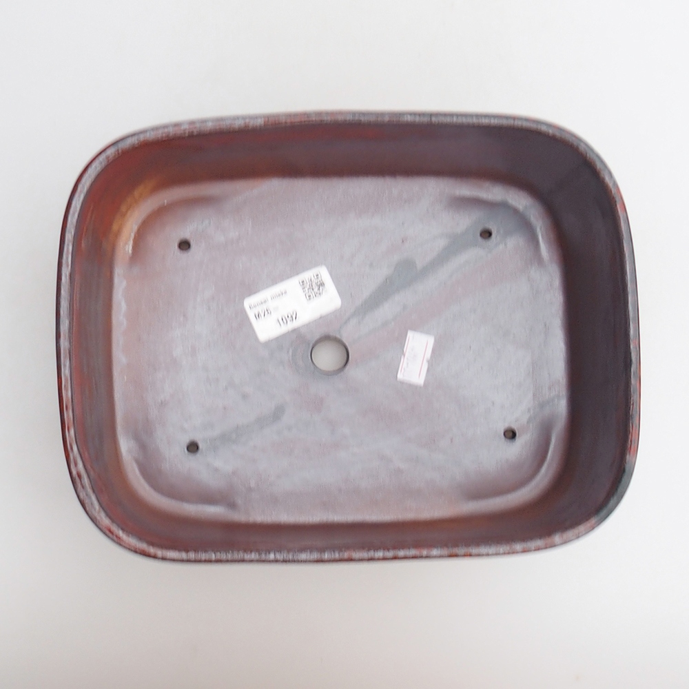 Bonsaischaal van keramiek 23 x 17 x 7,5 cm, kleur rood