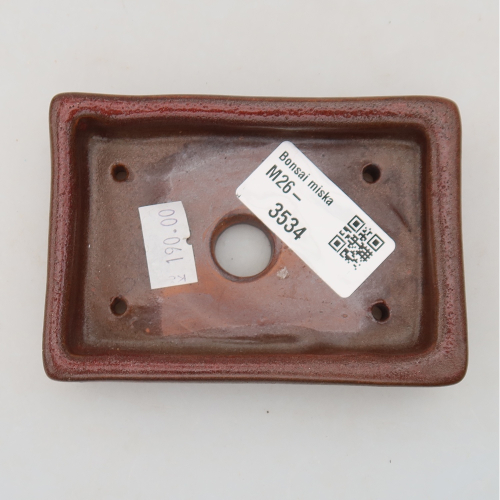 Keramische bonsaischaal 10 x 7 x 2 cm, kleur bordeauxrood
