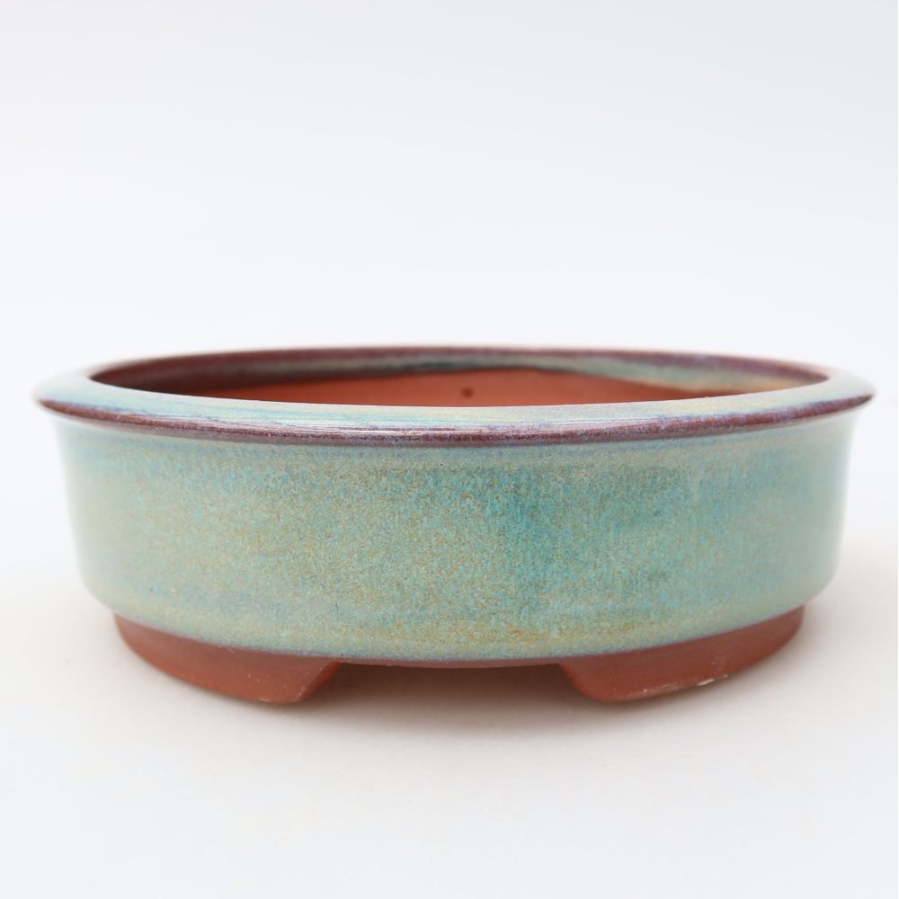 Bonsaischaal van keramiek 15 x 15 x 4,5 cm, groen