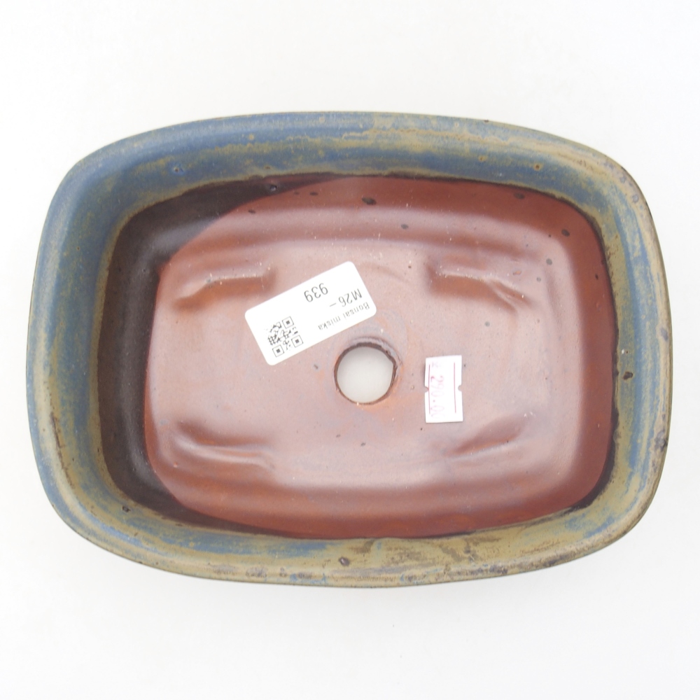 Bonsaischaal van keramiek 18,5 x 13,5 x 5 cm, kleur blauw