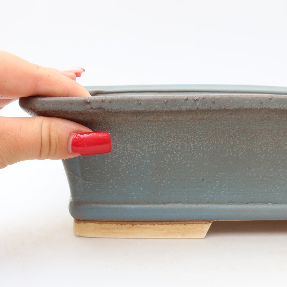 Keramische bonsaipot 29,5 x 24 x 8 cm, kleur: blauw