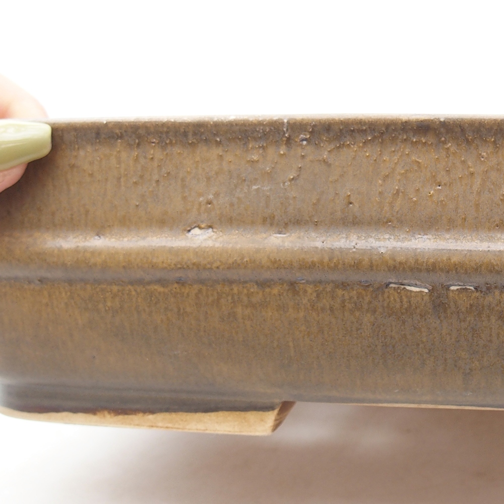 Bonsaischaal van keramiek 29 x 23,5 x 7 cm, bruin